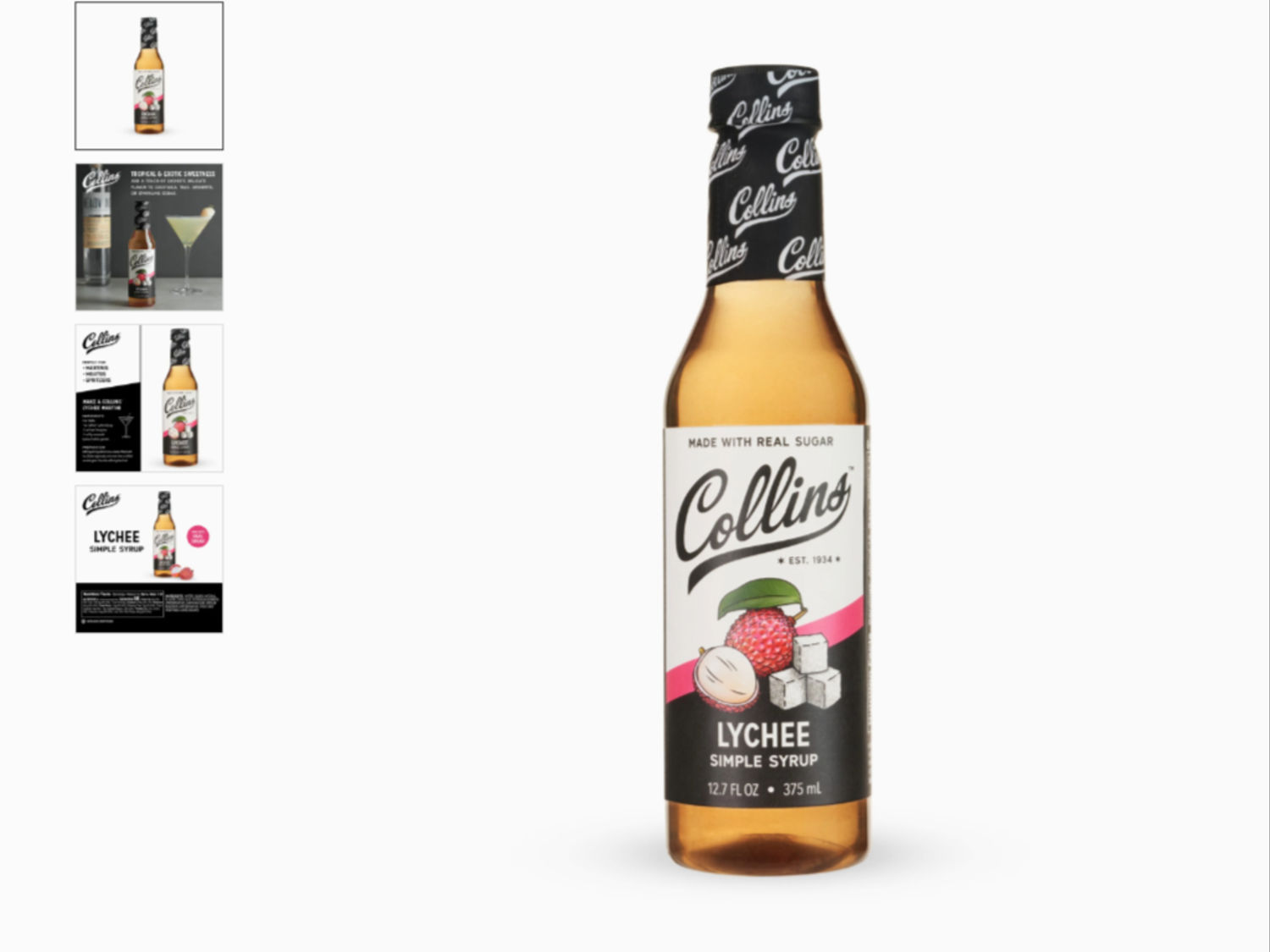 Collins -  Lychee Simple Syrup, 12.7 oz